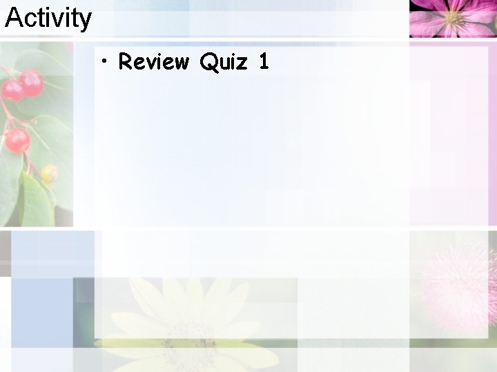 Activity • Review Quiz 1 