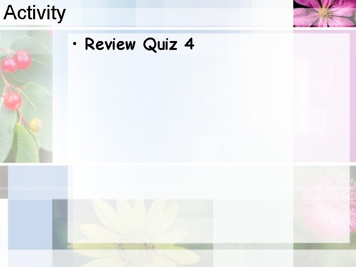 Activity • Review Quiz 4 
