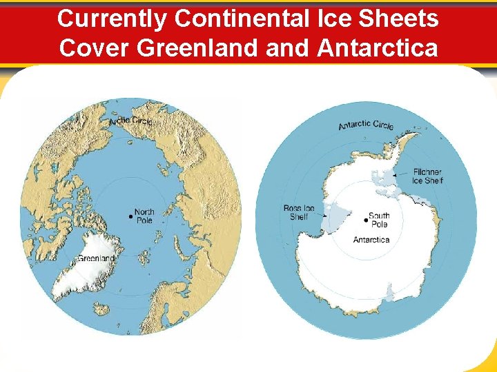 Currently Continental Ice Sheets Cover Greenland Antarctica 