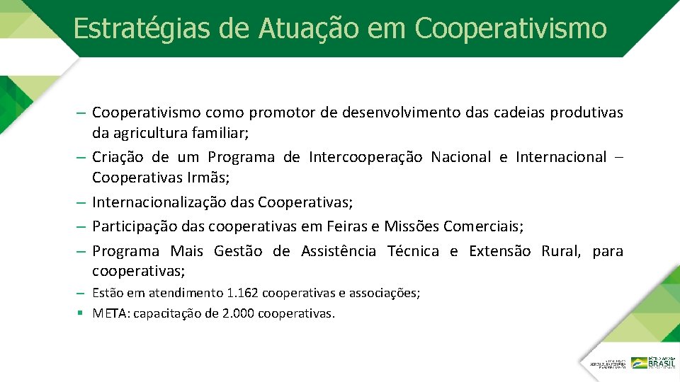 Estratégias de Atuação em Cooperativismo – Cooperativismo como promotor de desenvolvimento das cadeias produtivas