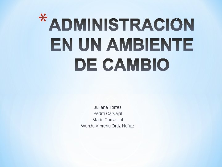 * Juliana Torres Pedro Carvajal Mario Carrascal Wanda Ximena Ortiz Nuñez 
