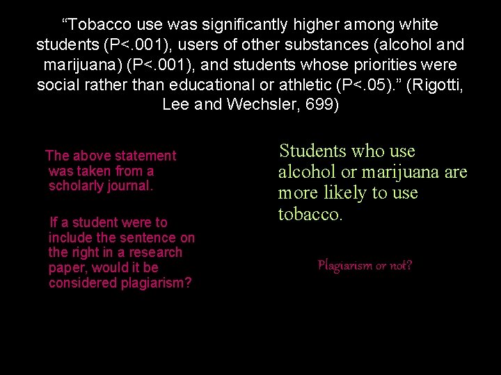 “Tobacco use was significantly higher among white students (P<. 001), users of other substances