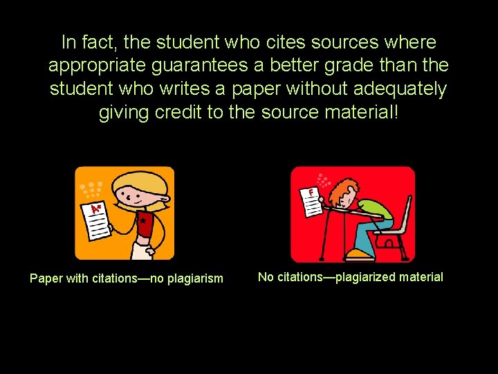 In fact, the student who cites sources where appropriate guarantees a better grade than