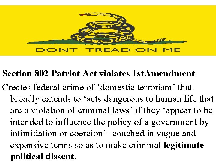 Section 411 Patriot Act violates 1 st Amendment