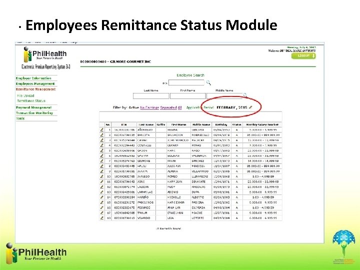  • Employees Remittance Status Module 