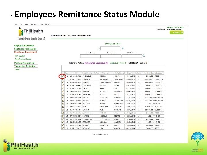  • Employees Remittance Status Module 