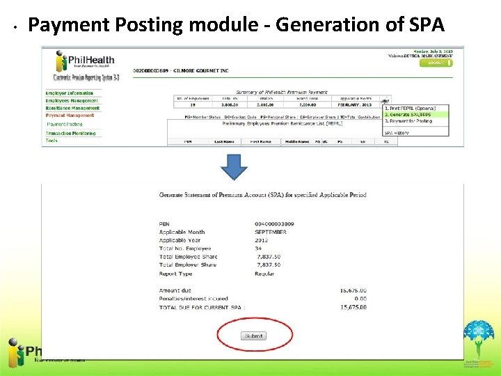  • Payment Posting module - Generation of SPA 