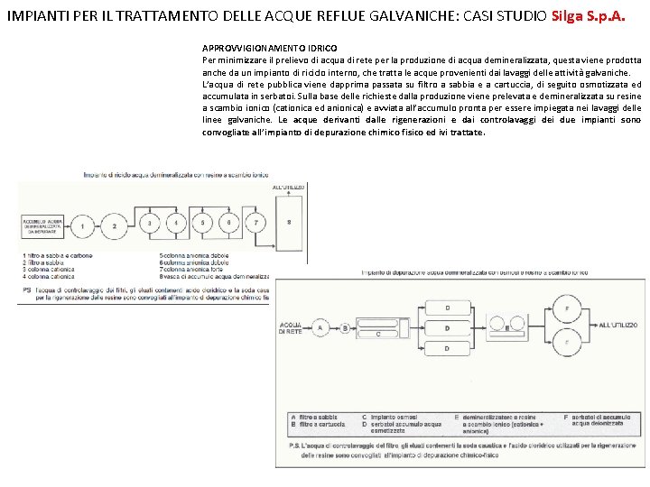 IMPIANTI PER IL TRATTAMENTO DELLE ACQUE REFLUE GALVANICHE: CASI STUDIO Silga S. p. A.