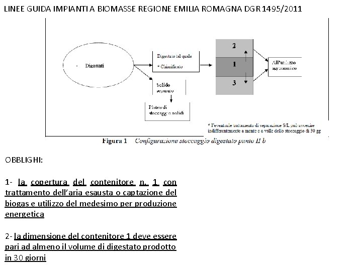 LINEE GUIDA IMPIANTI A BIOMASSE REGIONE EMILIA ROMAGNA DGR 1495/2011 OBBLIGHI: 1 - la