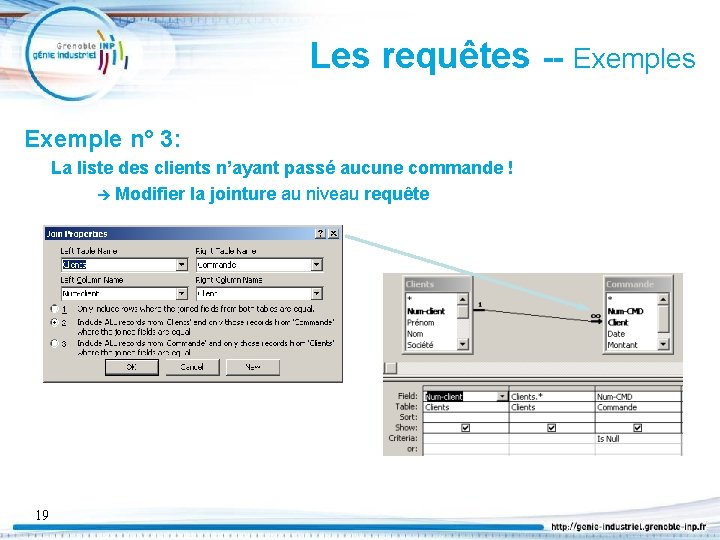 Les requêtes -- Exemples Exemple n° 3: La liste des clients n’ayant passé aucune