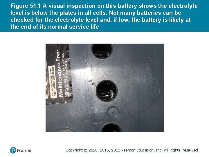 Figure 51. 1 A visual inspection on this battery shows the electrolyte level is