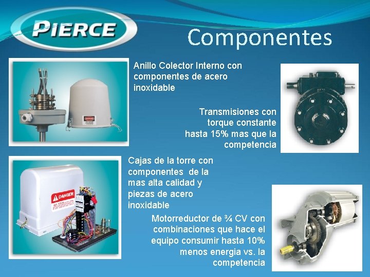 Componentes Anillo Colector Interno con componentes de acero inoxidable Transmisiones con torque constante hasta