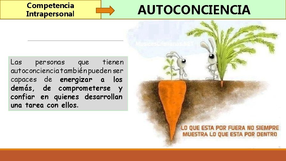 Competencia Intrapersonal Las personas que tienen autoconciencia también pueden ser capaces de energizar a