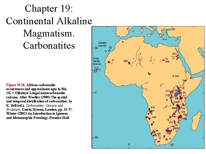 Chapter 19: Continental Alkaline Magmatism. Carbonatites Figure 19. 10. African carbonatite occurrences and approximate