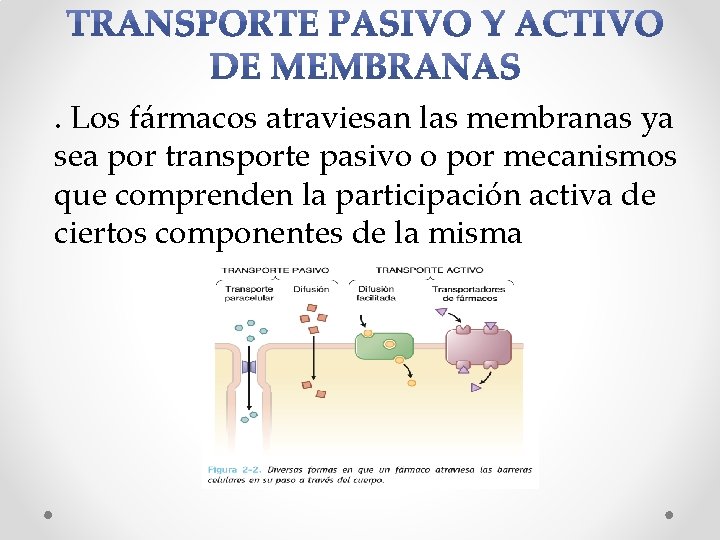 . Los fármacos atraviesan las membranas ya sea por transporte pasivo o por mecanismos . Los fármacos atraviesan las membranas ya sea por transporte pasivo o por mecanismos