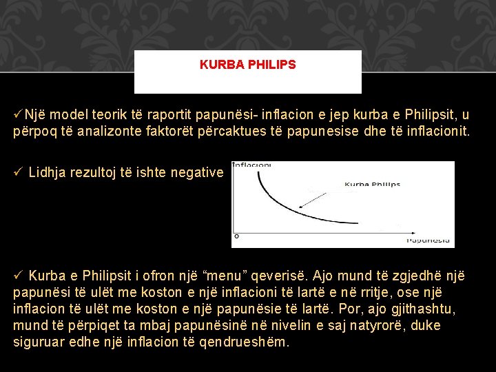KURBA PHILIPS üNjë model teorik të raportit papunësi- inflacion e jep kurba e Philipsit,