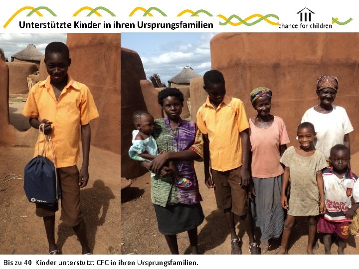 Unterstützte Kinder in ihren Ursprungsfamilien Bis zu 40 Kinder unterstützt CFC in ihren Ursprungsfamilien.