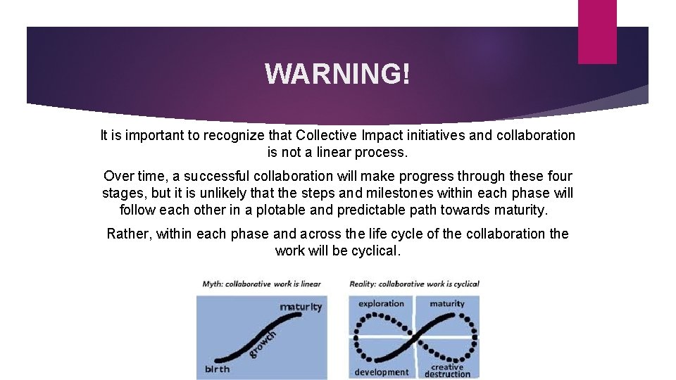 WARNING! It is important to recognize that Collective Impact initiatives and collaboration is not