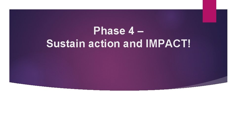 Phase 4 – Sustain action and IMPACT! 