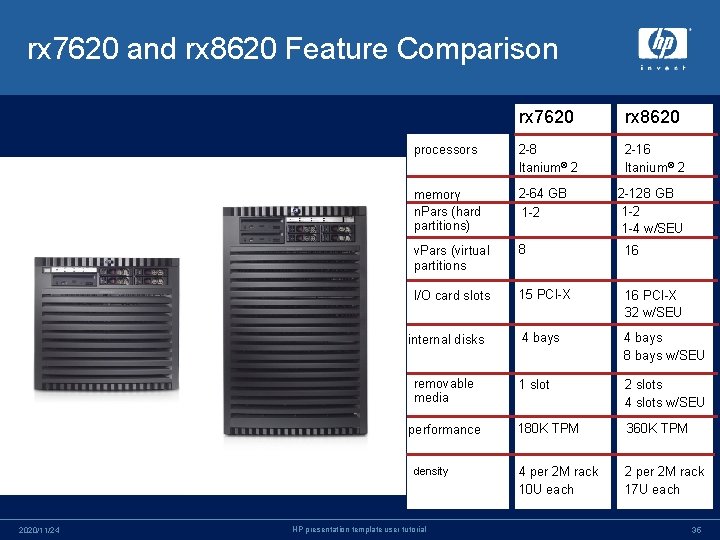 rx 7620 and rx 8620 Feature Comparison rx 7620 rx 8620 processors 2 -8