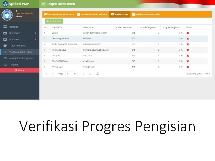 Verifikasi Progres Pengisian 