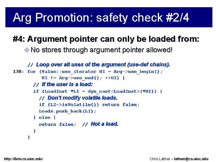 Arg Promotion: safety check #2/4 #4: Argument pointer can only be loaded from: v