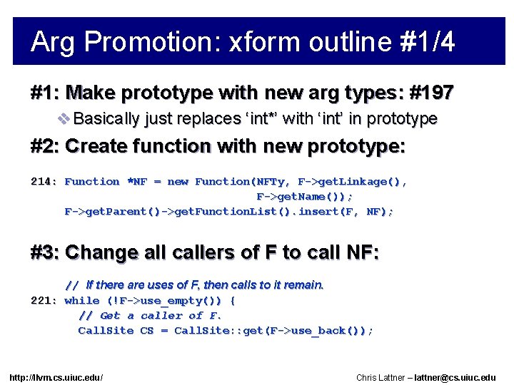 Arg Promotion: xform outline #1/4 #1: Make prototype with new arg types: #197 v