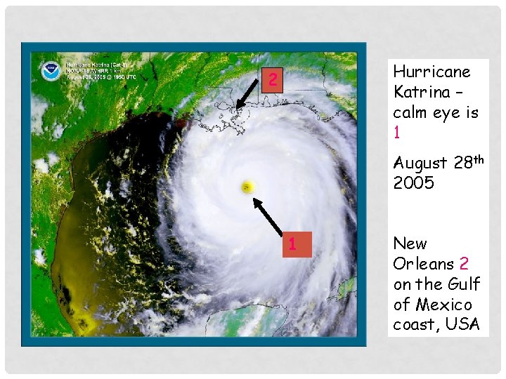 Hurricane Katrina – calm eye is 1 2 August 28 th 2005 1 New