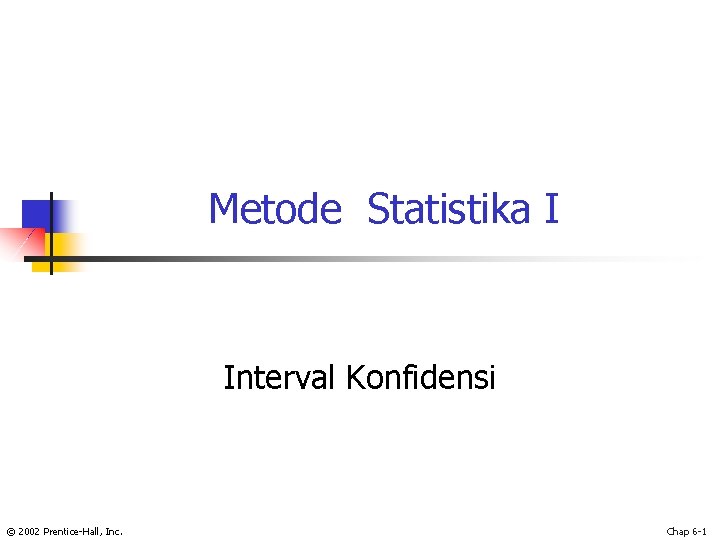 Metode Statistika I Interval Konfidensi © 2002 Prentice-Hall, Inc. Chap 6 -1 