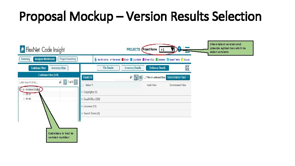 Proposal Mockup – Version Results Selection Show latest version and provide option to switch