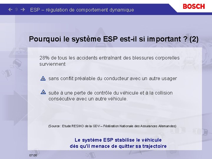 9 ESP – régulation de comportement dynamique Pourquoi le système ESP est-il si important