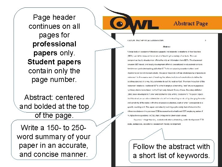 Page header continues on all pages for professional papers only. Student papers contain only