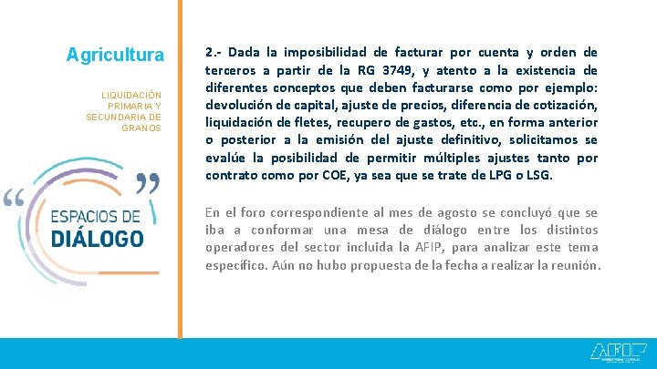 Agricultura Granos LIQUIDACIÓN PRIMARIA Y SECUNDARIA DE GRANOS 2. - Dada la imposibilidad de