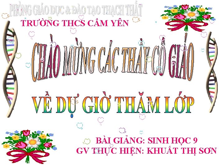 TRƯỜNG THCS CẨM YÊN BÀI GIẢNG: SINH HỌC 9 GV THỰC HIỆN: KHUẤT THỊ