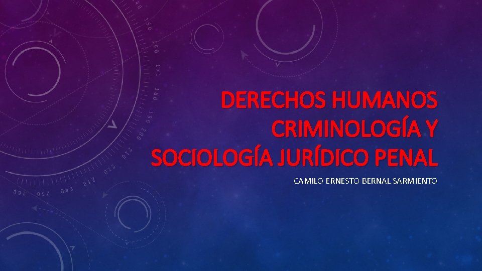 DERECHOS HUMANOS CRIMINOLOGÍA Y SOCIOLOGÍA JURÍDICO PENAL CAMILO ERNESTO BERNAL SARMIENTO 