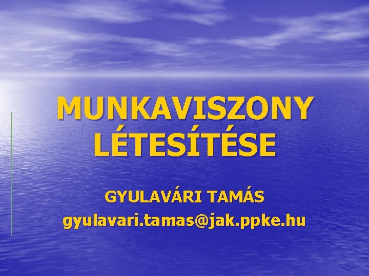 MUNKAVISZONY LÉTESÍTÉSE GYULAVÁRI TAMÁS gyulavari. tamas@jak. ppke. hu 