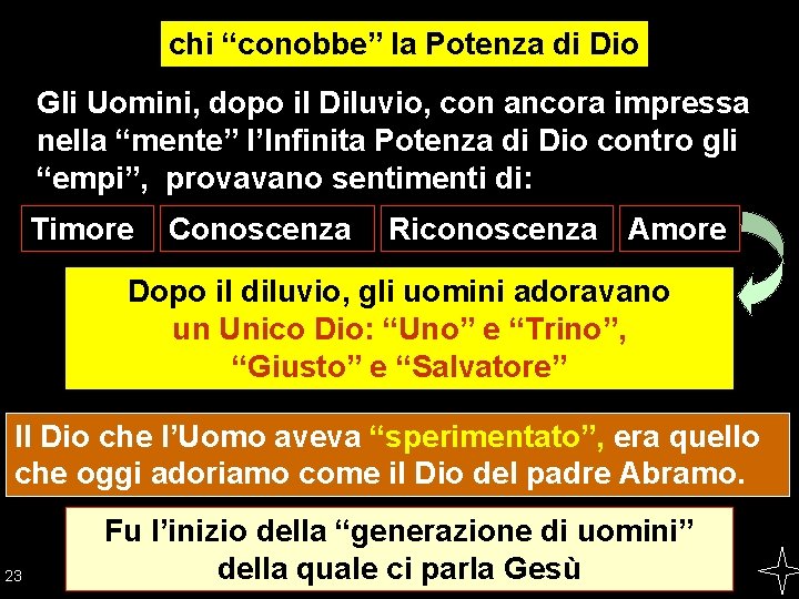 chi “conobbe” la Potenza di Dio Gli Uomini, dopo il Diluvio, con ancora impressa