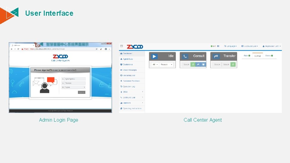 User Interface Admin Login Page Call Center Agent 