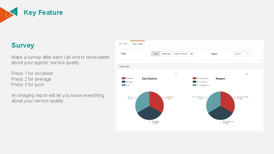 Key Feature Survey Make a survey after each call end to know better about