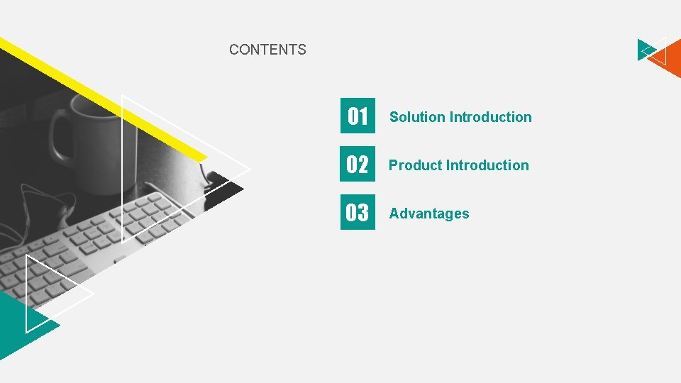 CONTENTS 01 Solution Introduction 02 Product Introduction 03 Advantages 