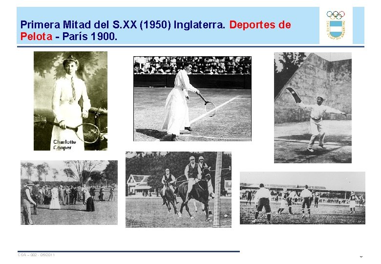 Primera Mitad del S. XX (1950) Inglaterra. Deportes de Pelota - París 1900. COA