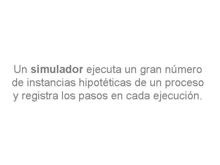 Un simulador ejecuta un gran número de instancias hipotéticas de un proceso y registra