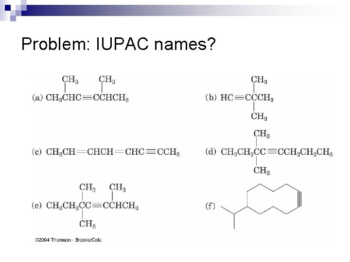 Problem: IUPAC names? 