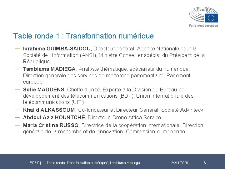 Table ronde 1 : Transformation numérique ― Ibrahima GUIMBA-SAIDOU, Directeur général, Agence Nationale pour