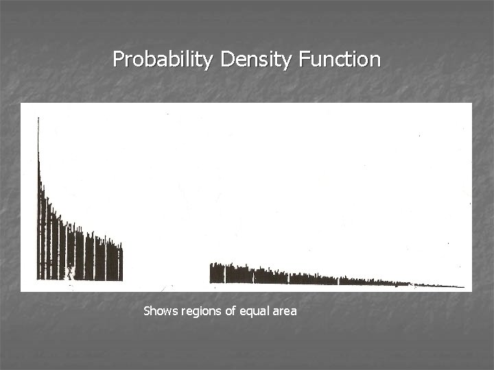 Probability Density Function Shows regions of equal area 