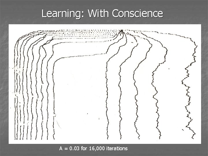 Learning: With Conscience A = 0. 03 for 16, 000 iterations 