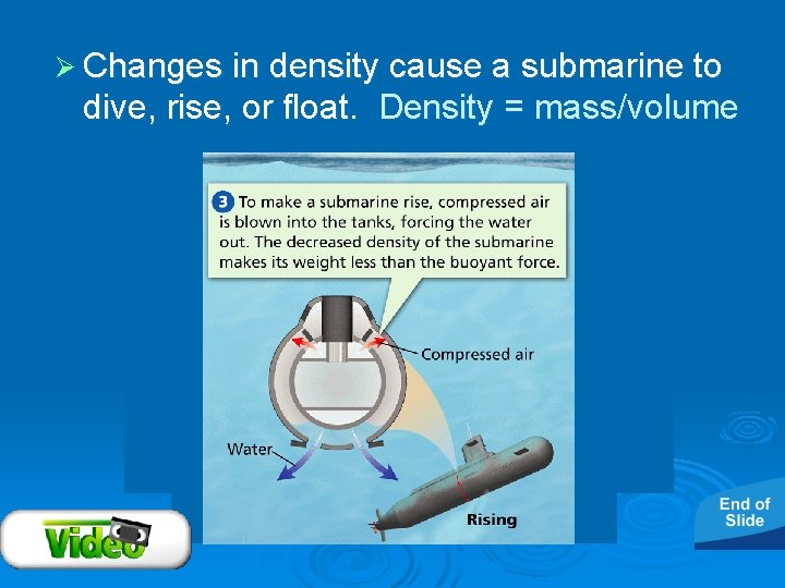 - Floating and Sinking Ø Changes in density cause a submarine to dive, rise,