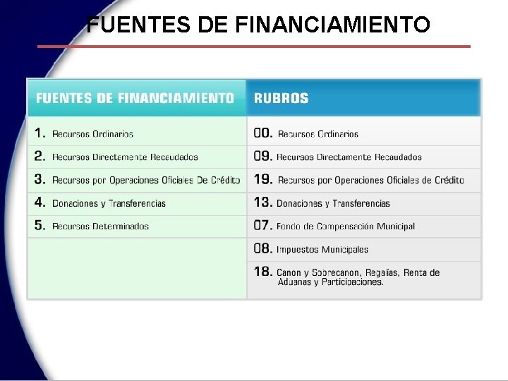FUENTES DE FINANCIAMIENTO 