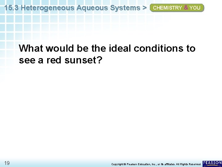 15. 3 Heterogeneous Aqueous Systems > CHEMISTRY & YOU What would be the ideal