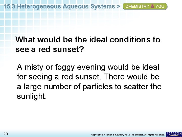 15. 3 Heterogeneous Aqueous Systems > CHEMISTRY & YOU What would be the ideal